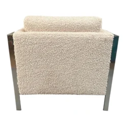 Curated Mid Century Large Heavy Chrome Lounge Chair With New Cream & Black Boucle 1960’s Circa -chairish shop curated mid century large heavy chrome lounge chair with new cream and black boucle 1960s circa 7831