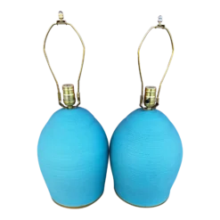 Danish S+Mind Turquoise/Gold Beehive Table Lamps-A Pair