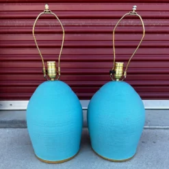 Danish S+Mind Turquoise/Gold Beehive Table Lamps-A Pair -chairish shop danish smind turquoisegold beehive table lamps a pair 4906