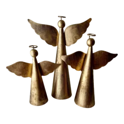 Decorative Tole Gilt Angels S/3