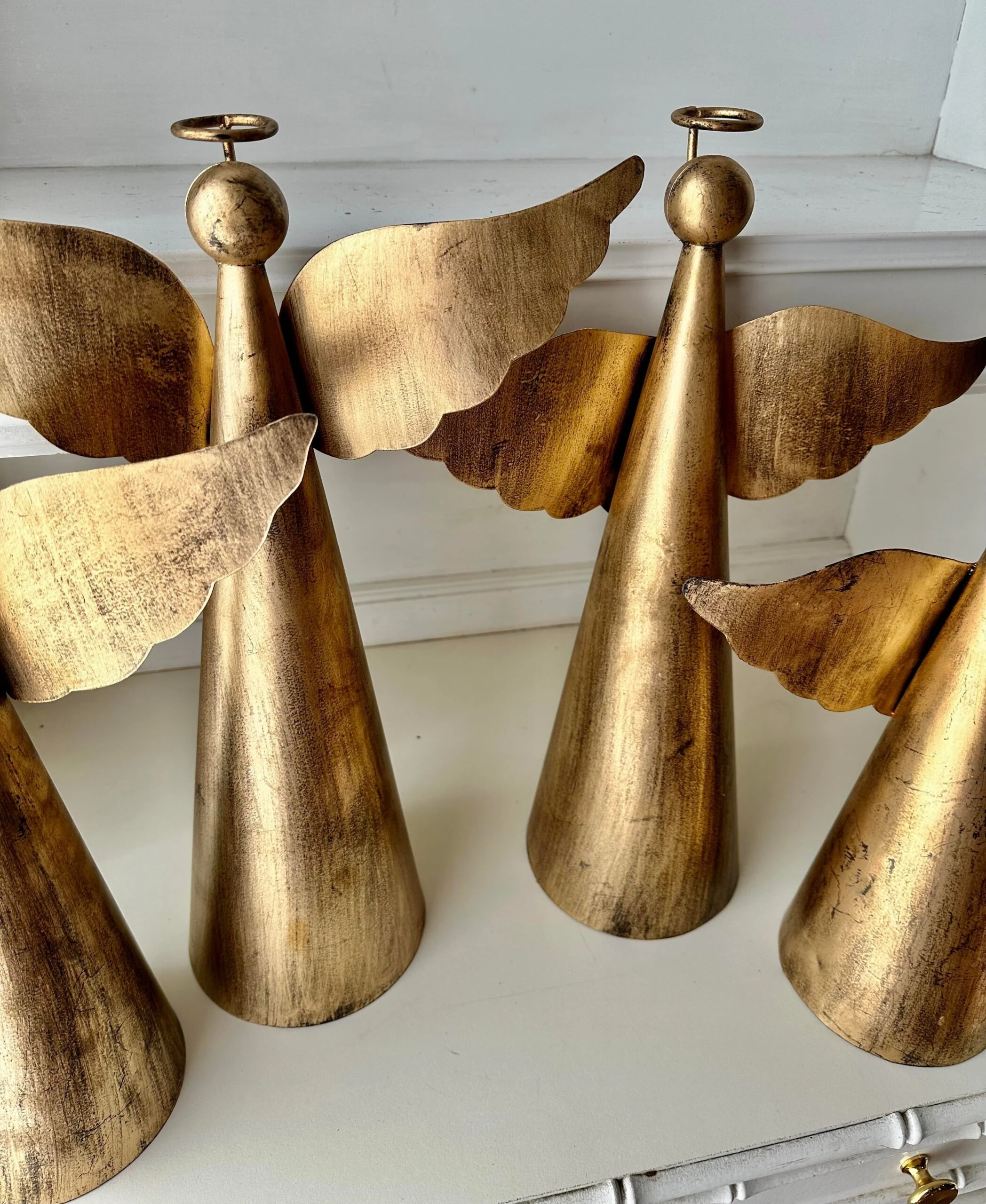 Decorative Tole Gilt Angels , S/4 3 Decorative Tole Gilt Angels , S/4 - Image 3