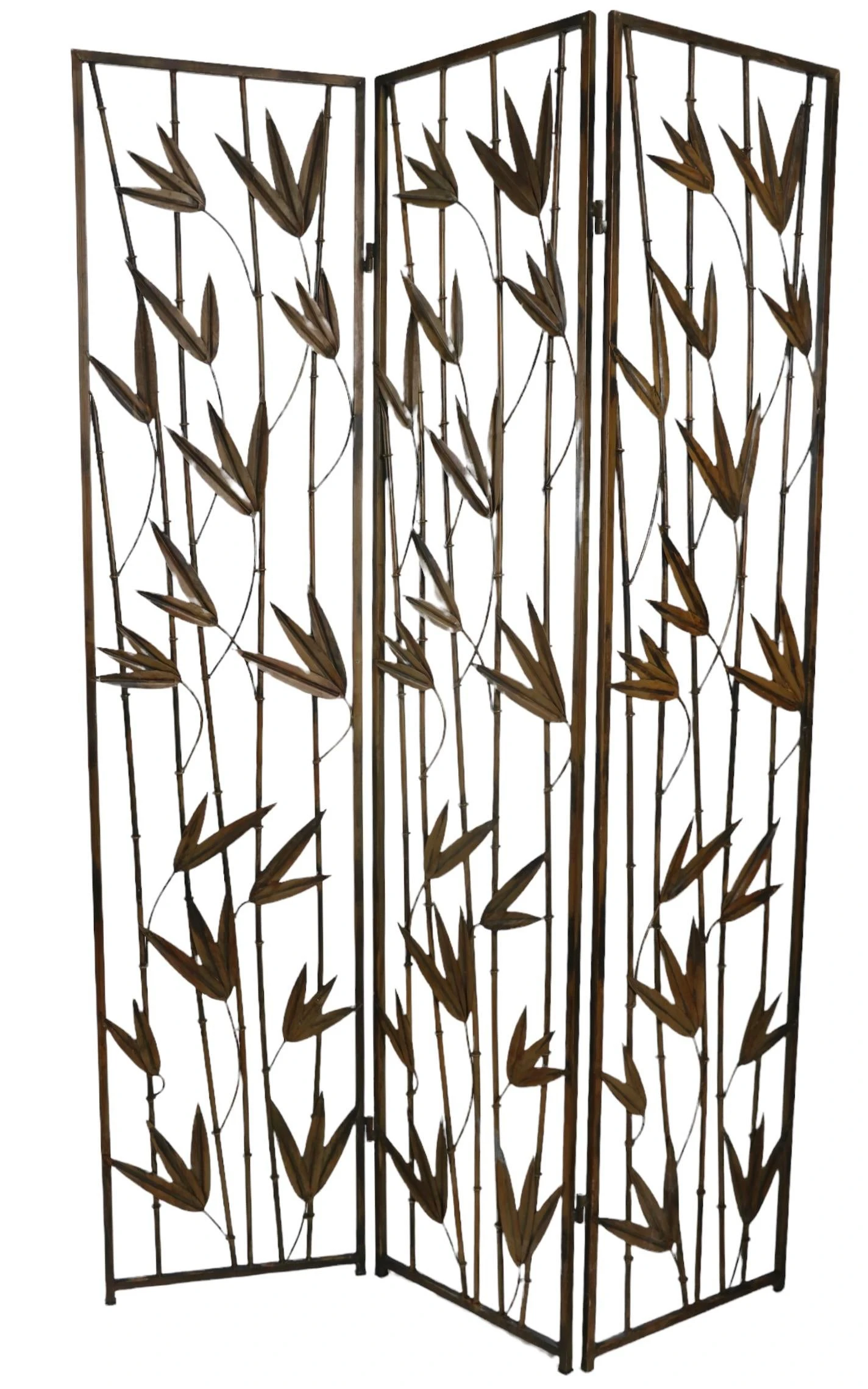 Decorative Wrought Iron Faux Bamboo Folding Screen Ca. 1970's Made In Usa 6 Decorative Wrought Iron Faux Bamboo Folding Screen Ca. 1970's Made In Usa - Image 6