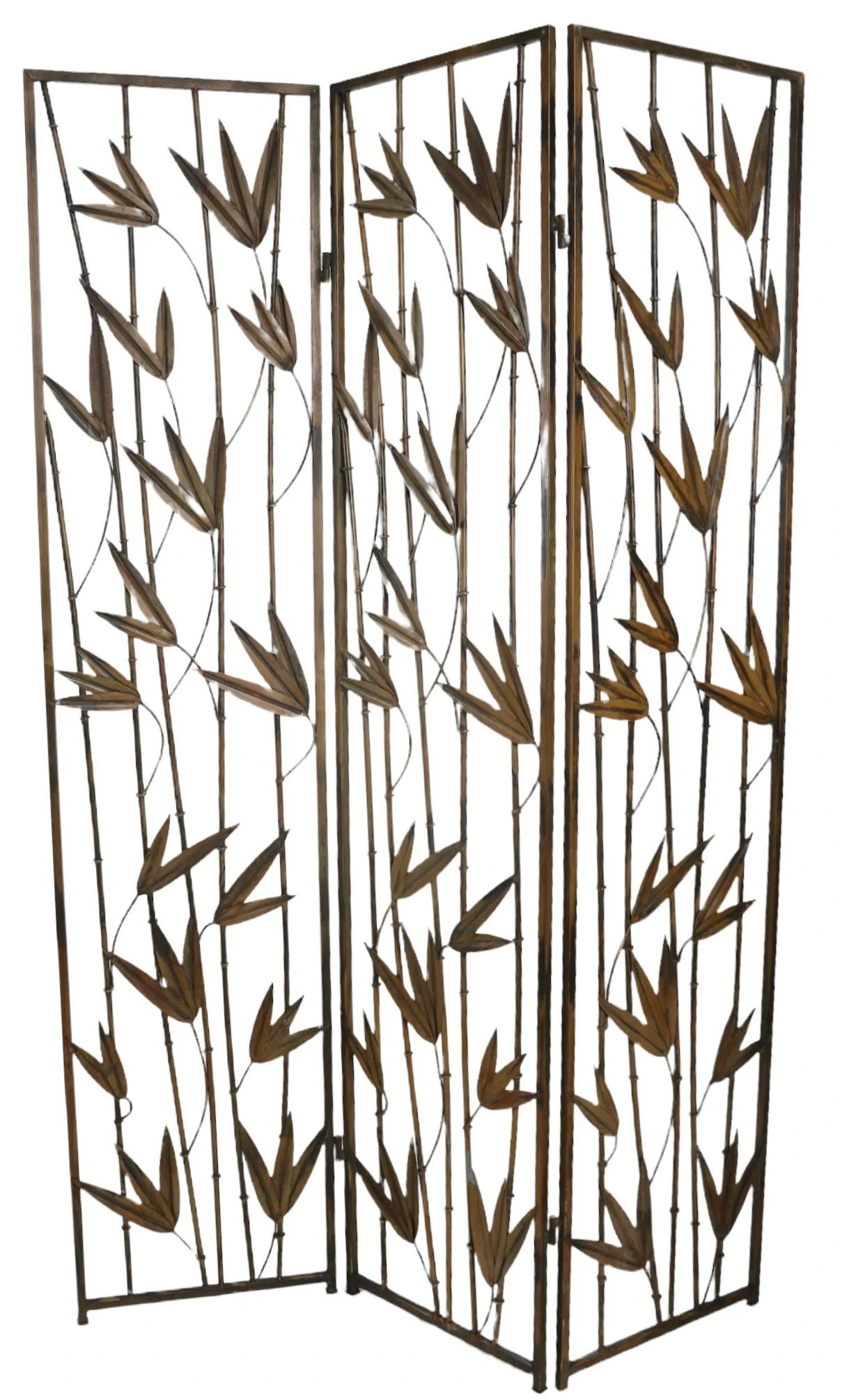 Decorative Wrought Iron Faux Bamboo Folding Screen Ca. 1970's Made In Usa 7 Decorative Wrought Iron Faux Bamboo Folding Screen Ca. 1970's Made In Usa - Image 7
