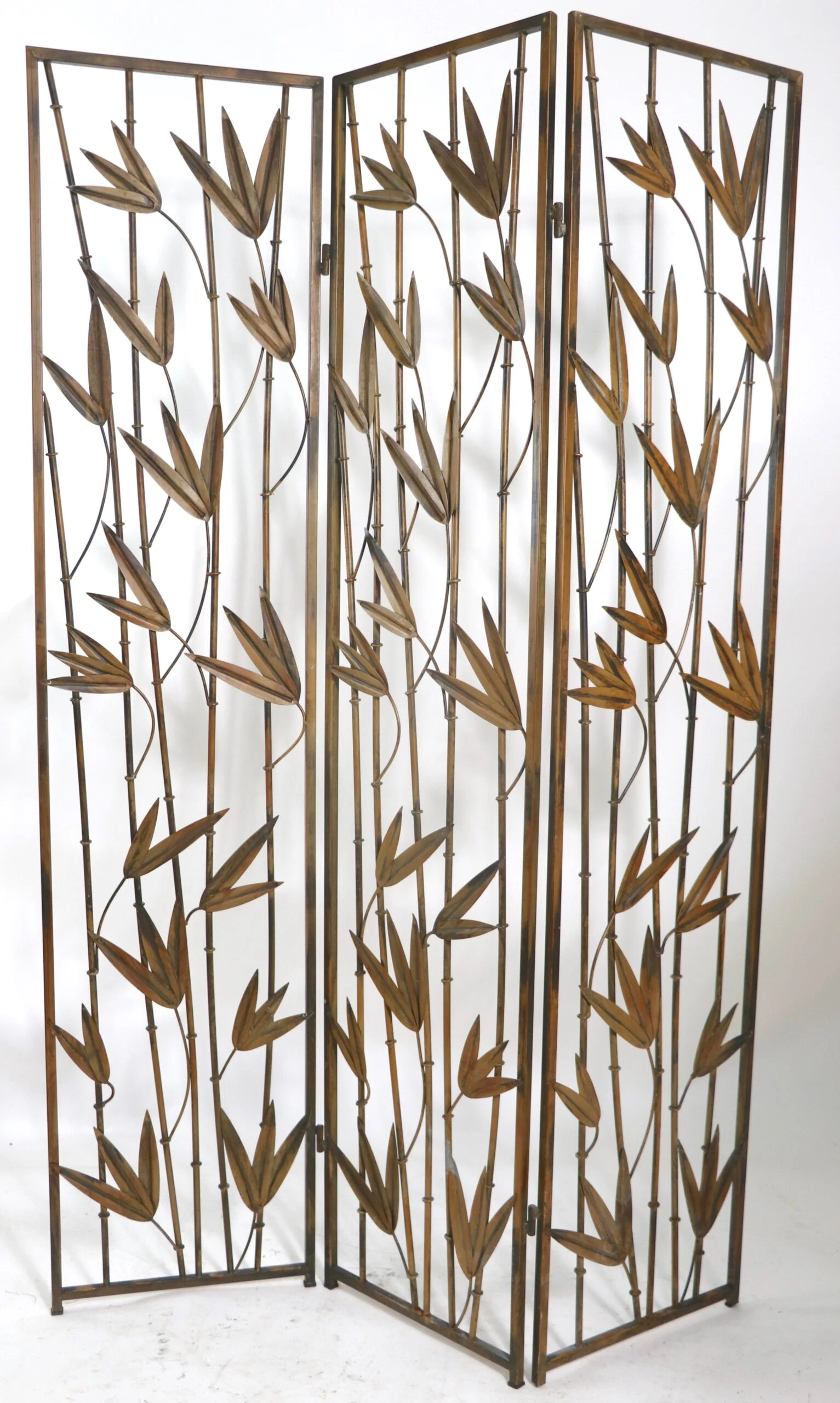 Decorative Wrought Iron Faux Bamboo Folding Screen Ca. 1970's Made In Usa 9 Decorative Wrought Iron Faux Bamboo Folding Screen Ca. 1970's Made In Usa - Image 9