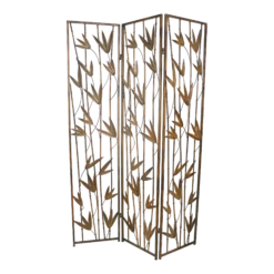 Decorative Wrought Iron Faux Bamboo Folding Screen Ca. 1970's Made In Usa