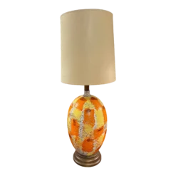 Dynamic 1960's Italian Ceramic Lamp Walnut Base