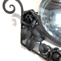 Early 1900's Art Deco Wrought Iron With Beveled Mirror With Flowers Details 9 Early 1900's Art Deco Wrought Iron With Beveled Mirror With Flowers Details -chairish shop early 1900s art deco wrought iron with beveled mirror with flowers details 0982 scaled