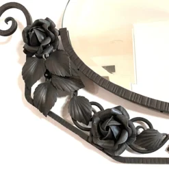 Early 1900's Art Deco Wrought Iron With Beveled Mirror With Flowers Details 7 Early 1900's Art Deco Wrought Iron With Beveled Mirror With Flowers Details -chairish shop early 1900s art deco wrought iron with beveled mirror with flowers details 3150 scaled