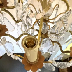 Early 1900's French Louis Xv Style Brass And Crystal Pendeloques 8-Light Chandelier -chairish shop early 1900s french louis xv style brass and crystal pendeloques 8 light chandelier 4961 scaled