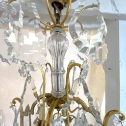 Early 1900's French Louis Xv Style Brass And Crystal Pendeloques 8-Light Chandelier -chairish shop early 1900s french louis xv style brass and crystal pendeloques 8 light chandelier 5990 scaled