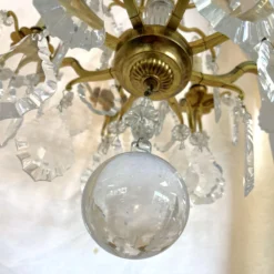 Early 1900's French Louis Xv Style Brass And Crystal Pendeloques 8-Light Chandelier -chairish shop early 1900s french louis xv style brass and crystal pendeloques 8 light chandelier 8063 scaled