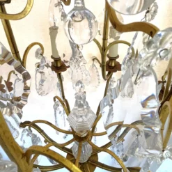 Early 1900's French Louis Xv Style Brass And Crystal Pendeloques 8-Light Chandelier -chairish shop early 1900s french louis xv style brass and crystal pendeloques 8 light chandelier 8085 scaled