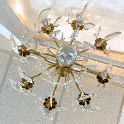 Early 1900's French Louis Xv Style Brass And Crystal Pendeloques 8-Light Chandelier -chairish shop early 1900s french louis xv style brass and crystal pendeloques 8 light chandelier 8847