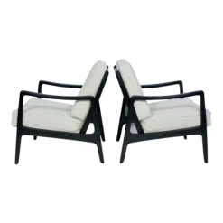 Early Ole Wanscher Ebonized Mahogany Lounge Chairs, 1950's - A Pair