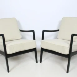 Early Ole Wanscher Ebonized Mahogany Lounge Chairs, 1950's - A Pair -chairish shop early ole wanscher ebonized mahogany lounge chairs 1950s a pair 2059