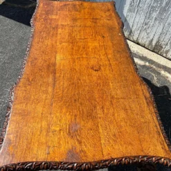 English Oak Carved Library Table With Claw Feet & Acorns, Circa 1870’s -chairish shop english oak carved library table with claw feet and acorns circa 1870s 0333
