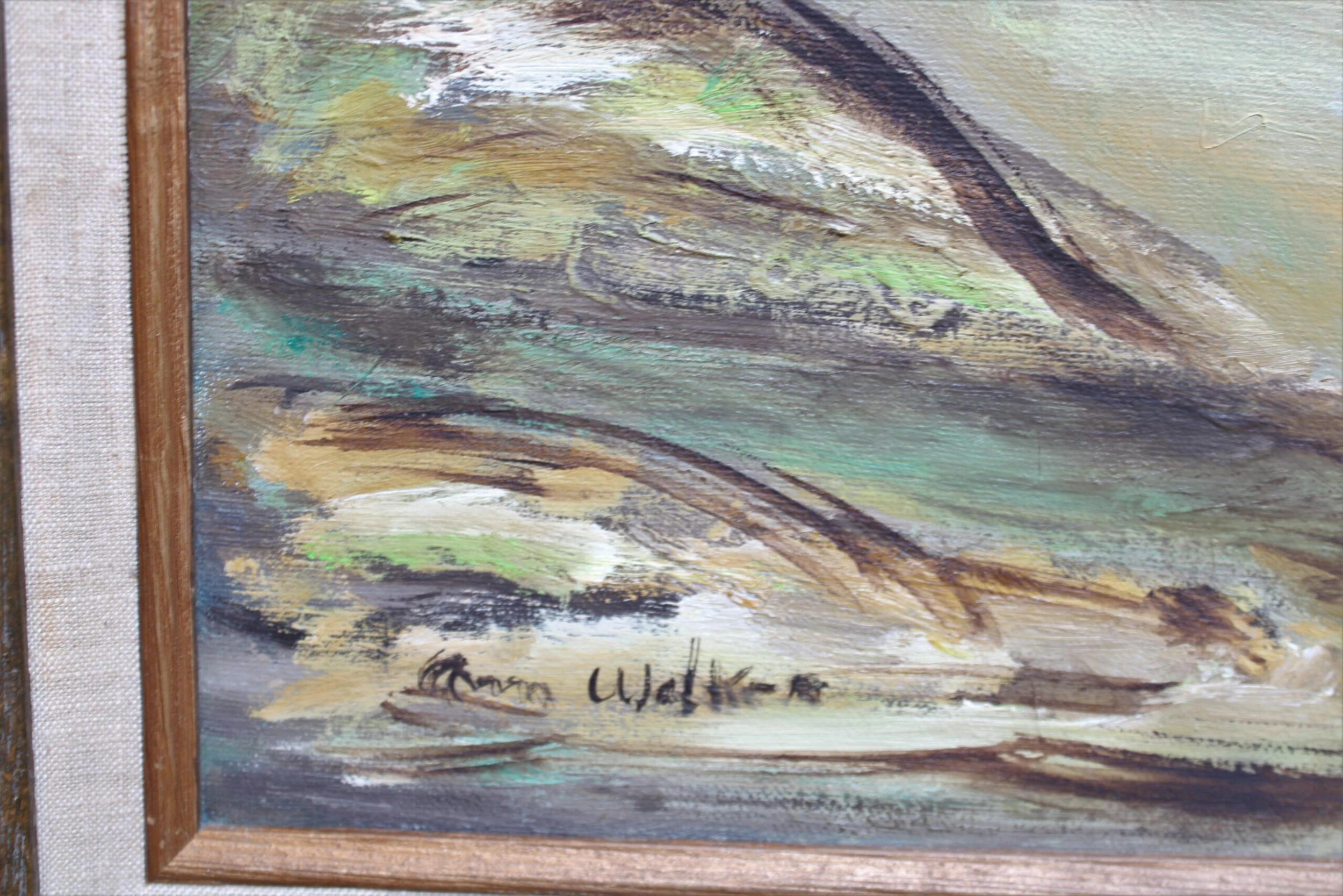 Ext. Lrg Mid-Century Modern Oil On Canvas Seascape Circa 1960's 3 Ext. Lrg Mid-Century Modern Oil On Canvas Seascape Circa 1960's - Image 3