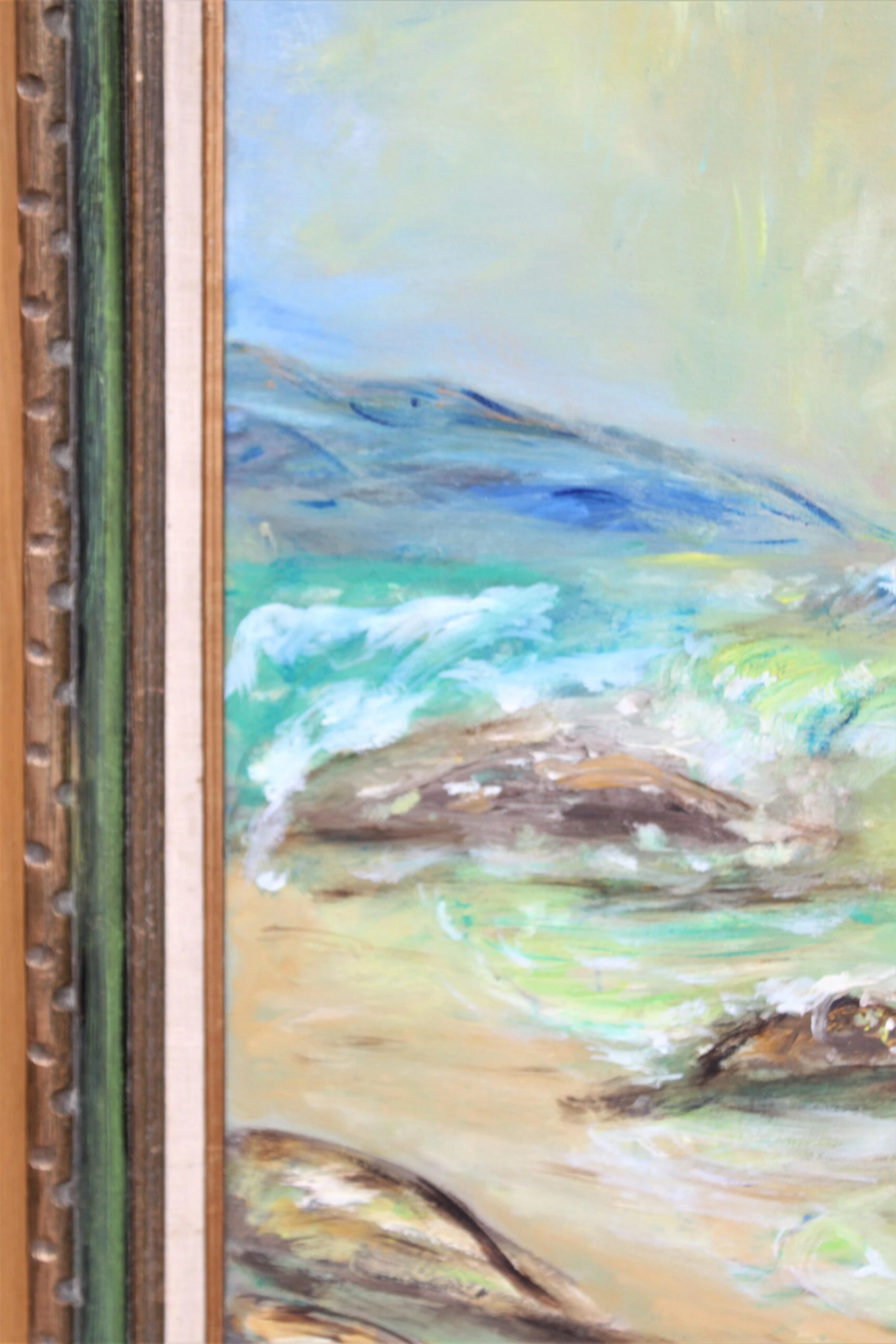 Ext. Lrg Mid-Century Modern Oil On Canvas Seascape Circa 1960's 2 Ext. Lrg Mid-Century Modern Oil On Canvas Seascape Circa 1960's - Image 2