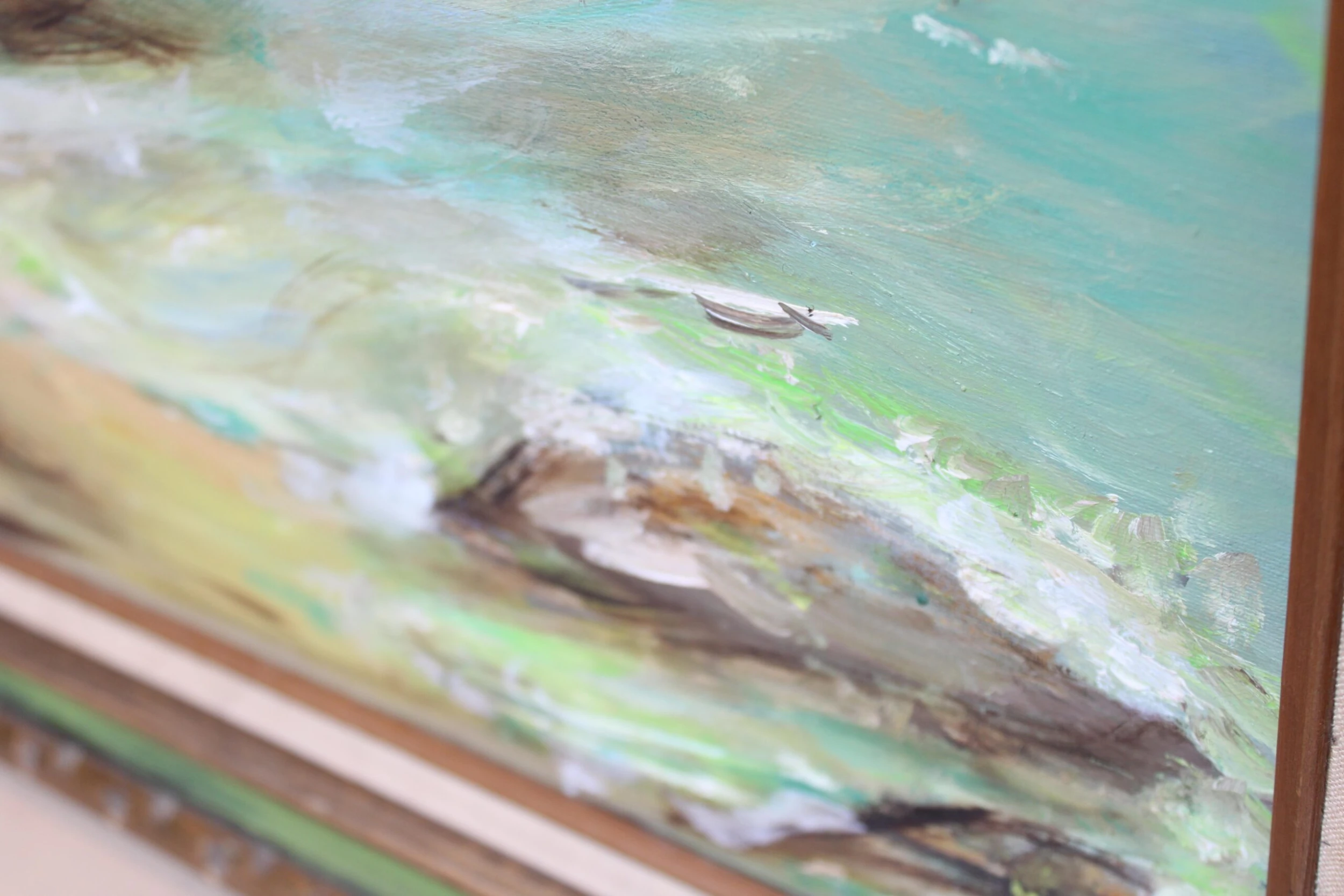 Ext. Lrg Mid-Century Modern Oil On Canvas Seascape Circa 1960's 5 Ext. Lrg Mid-Century Modern Oil On Canvas Seascape Circa 1960's - Image 5