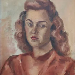 Framed Oil Portrait Painting Of Young Woman, 1940’s -chairish shop framed oil portrait painting of young woman 1940s 3807 scaled
