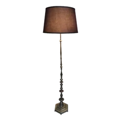 French 1940's Brass & Bronze Floor Lamp With Hand Finished Patina