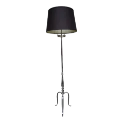 French 1950’s Nickel Plated Floor Lamp On A Tripod Case