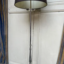 French 1950’s Nickel Plated Floor Lamp On A Tripod Case -chairish shop french 1950s nickel plated floor lamp on a tripod case 6936 scaled