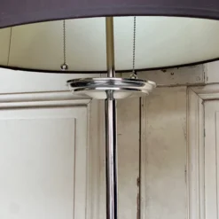 French 1950’s Nickel Plated Floor Lamp On A Tripod Case -chairish shop french 1950s nickel plated floor lamp on a tripod case 8200 scaled