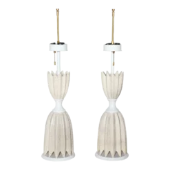 Gerald Thurston "Floriform" Eggshell Ceramic Lamps, 1950's - A Pair