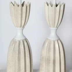 Gerald Thurston "Floriform" Eggshell Ceramic Lamps, 1950's - A Pair -chairish shop gerald thurston floriform eggshell ceramic lamps 1950s a pair 6856 scaled