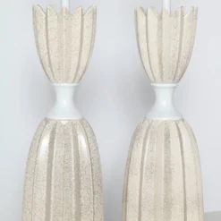 Gerald Thurston "Floriform" Eggshell Ceramic Lamps, 1950's - A Pair -chairish shop gerald thurston floriform eggshell ceramic lamps 1950s a pair 8879 scaled