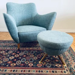 Guglielmo Veronesi Perla Lounge Chair For Isa Bergamo, 1950’s Newly Re-Upholstered With Matching Ottoman -chairish shop guglielmo veronesi perla lounge chair for isa bergamo 1950s newly re upholstered with matching ottoman 1366 scaled