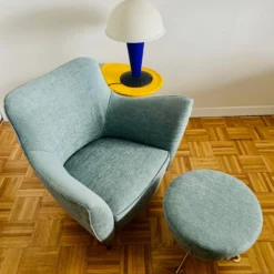 Guglielmo Veronesi Perla Lounge Chair For Isa Bergamo, 1950’s Newly Re-Upholstered With Matching Ottoman -chairish shop guglielmo veronesi perla lounge chair for isa bergamo 1950s newly re upholstered with matching ottoman 2726 scaled