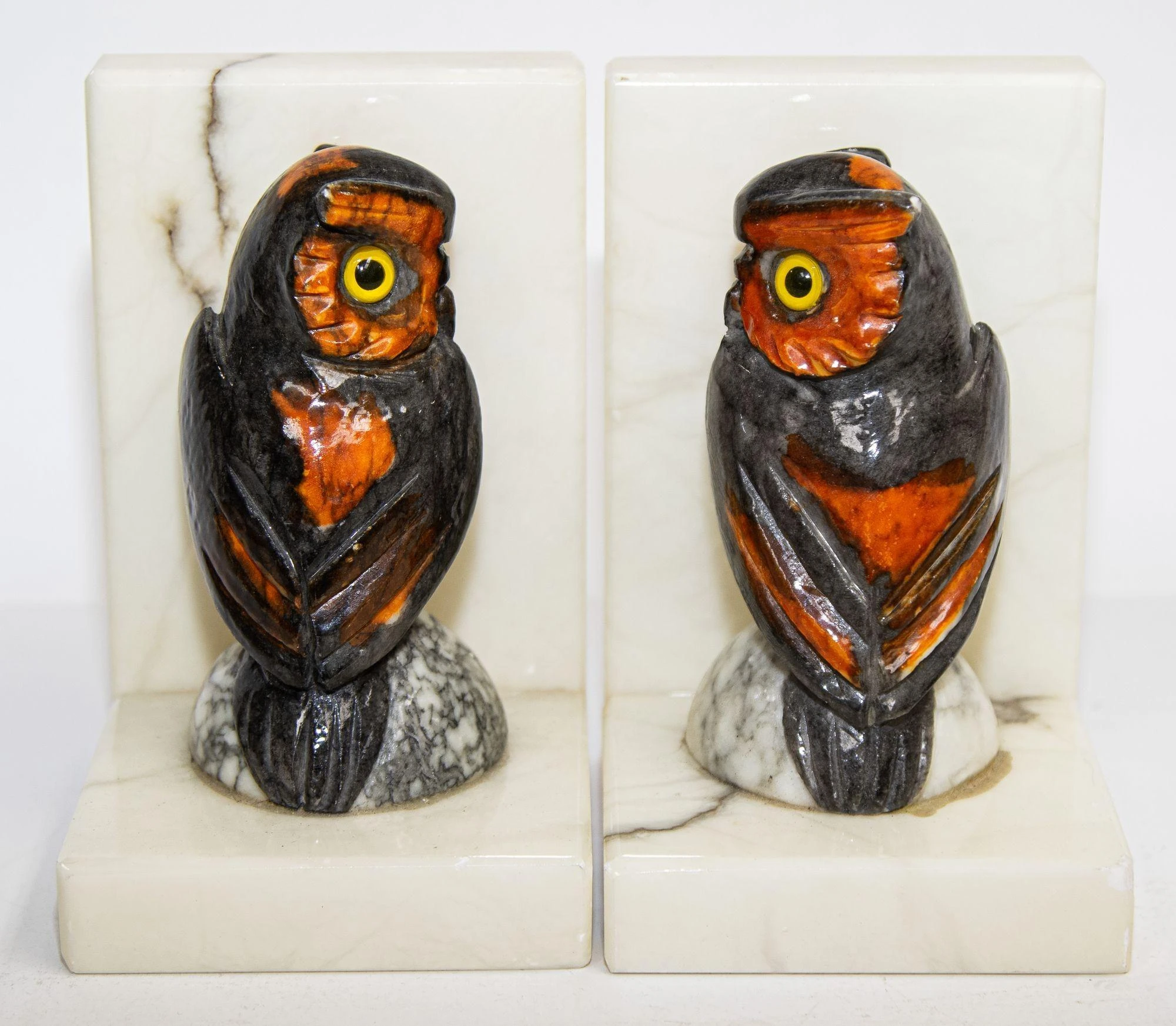 Hand-Carved Owl Bookends Italian Alabaster 1950's A Pair 9 Hand-Carved Owl Bookends Italian Alabaster 1950's A Pair - Image 9