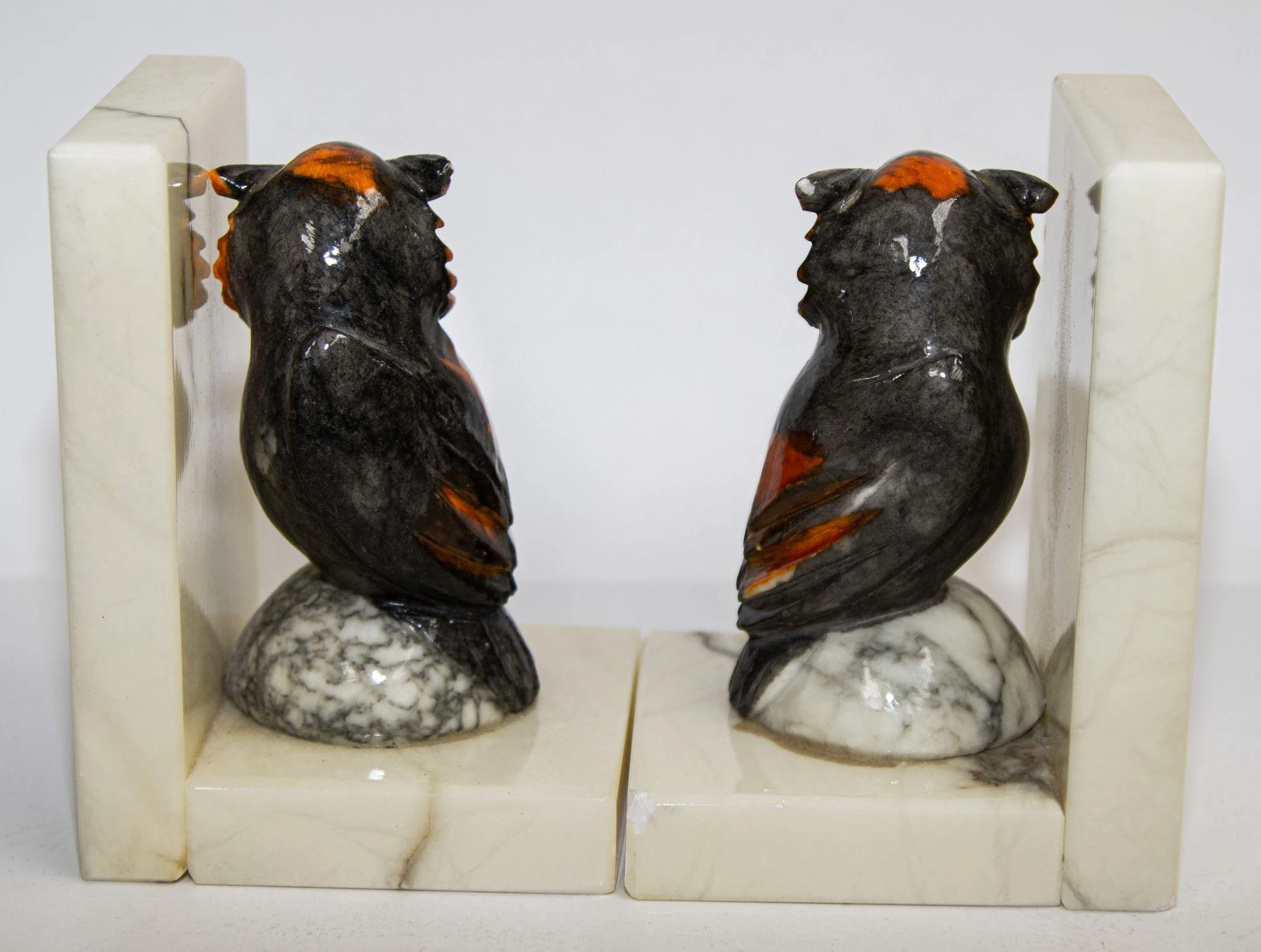 Hand-Carved Owl Bookends Italian Alabaster 1950's A Pair 10 Hand-Carved Owl Bookends Italian Alabaster 1950's A Pair - Image 10