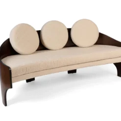 Henry Glass 1960's 'Intimate Island' Sofa In Walnut & Bouclé -chairish shop henry glass 1960s intimate island sofa in walnut and boucle 8949