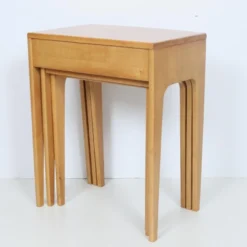 Heywood Wakefield Style Solid Maple Nesting Tables, 1950's - Set Of 3 -chairish shop heywood wakefield style solid maple nesting tables 1950s set of 3 0853