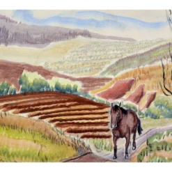 Horse In The Fields - 1930's Watercolor Figurative Landscape By John Stellman -chairish shop horse in the fields 1930s watercolor figurative landscape by john stellman 4142 scaled