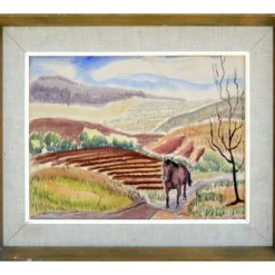 Horse In The Fields - 1930's Watercolor Figurative Landscape By John Stellman -chairish shop horse in the fields 1930s watercolor figurative landscape by john stellman 5137 scaled