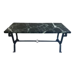 Iron And Dark Marble Cocktail Table, France, 1930's