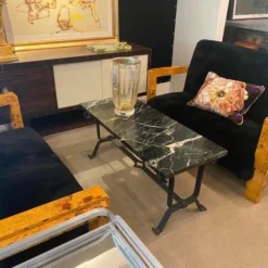 Iron And Dark Marble Cocktail Table, France, 1930's -chairish shop iron and dark marble cocktail table france 1930s 3034