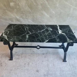 Iron And Dark Marble Cocktail Table, France, 1930's -chairish shop iron and dark marble cocktail table france 1930s 3662