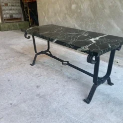 Iron And Dark Marble Cocktail Table, France, 1930's -chairish shop iron and dark marble cocktail table france 1930s 5895