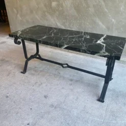 Iron And Dark Marble Cocktail Table, France, 1930's -chairish shop iron and dark marble cocktail table france 1930s 7161