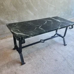 Iron And Dark Marble Cocktail Table, France, 1930's -chairish shop iron and dark marble cocktail table france 1930s 9705