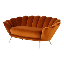 Italian 1950's Scalloped Shaped Channeled Velvet Settee Or Sofa