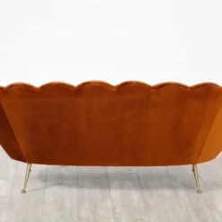 Italian 1950's Scalloped Shaped Channeled Velvet Settee Or Sofa -chairish shop italian 1950s scalloped shaped channeled velvet settee or sofa 4010