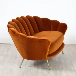 Italian 1950's Scalloped Shaped Channeled Velvet Settee Or Sofa -chairish shop italian 1950s scalloped shaped channeled velvet settee or sofa 4020