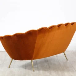 Italian 1950's Scalloped Shaped Channeled Velvet Settee Or Sofa -chairish shop italian 1950s scalloped shaped channeled velvet settee or sofa 4108