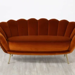Italian 1950's Scalloped Shaped Channeled Velvet Settee Or Sofa -chairish shop italian 1950s scalloped shaped channeled velvet settee or sofa 6157